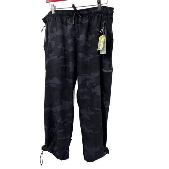 Libin Waterproof Camo Capri Cargo Zipper Pockets Elastic Waistband XXXL Black - Picture 3 of 10